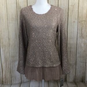 Alfani Size PL Petite Top Sequins Long Sleeve NWT